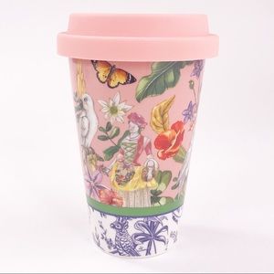 La La Land Australian Murilo Manzini Ceramic Tropical Coffee Cup Mug, Lid Pink